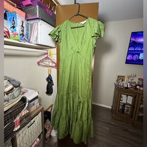 sachin + babi ruffled green maxi dress